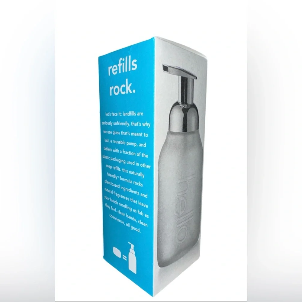 Hello Foaming Hand Soap Tablet Starter Kit, Refillable Glass Bottle